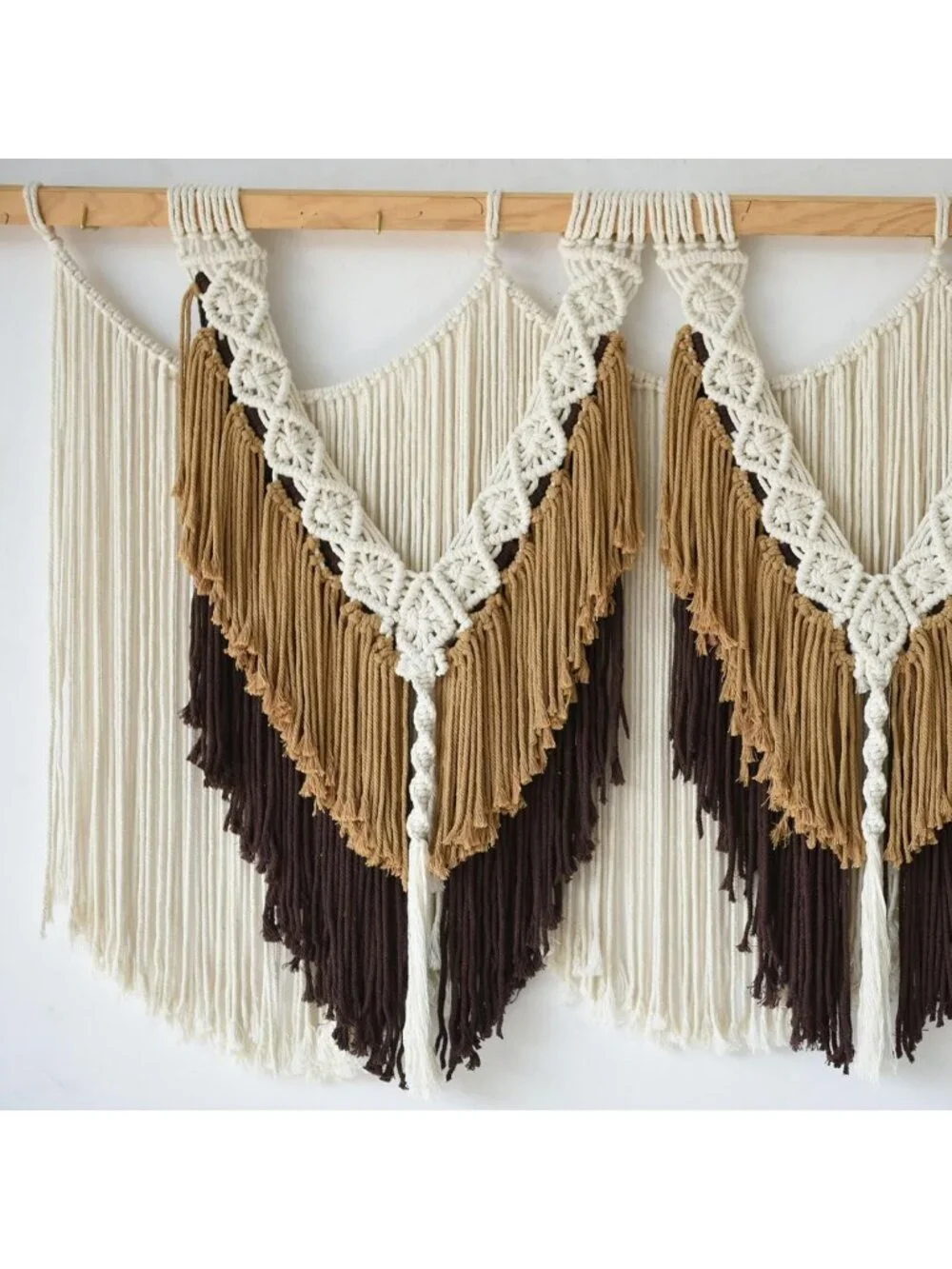 Boho Macrame Wall Hanging with Brown Tassels | 47